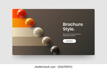 Unique corporate cover vector design concept. Modern 3D balls site layout.