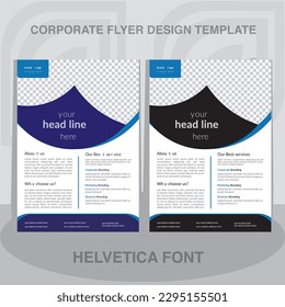 folleto corporativo único. plantilla de volante . diseño. disposición, cubierta, azul, negro y blanco , infografía e ilustración