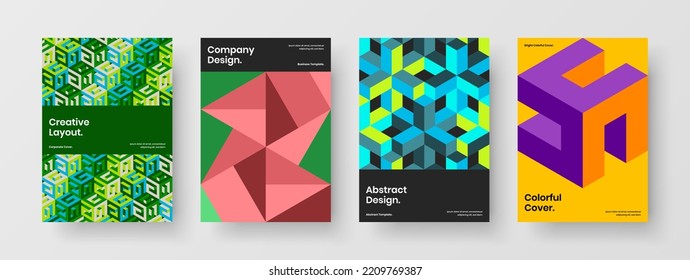 Conjunto único de ilustraciones vectoriales de diseño de identidad corporativa. Colorida colección de diseño de portada de libros de patrones de mosaico.