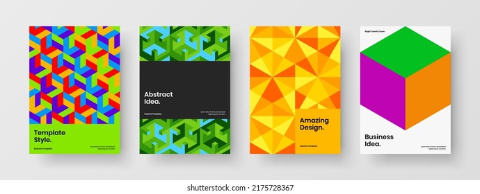 Unique corporate identity vector design concept composition. Trendy mosaic shapes annual report layout set.