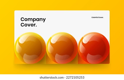 Unique corporate identity vector design concept. Colorful realistic spheres leaflet illustration.