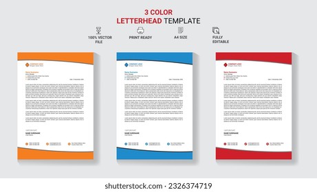 Unique Corporate Letterhead Template Design With Color Variation.
