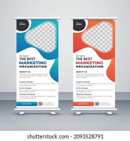 Unique Corporate Roll Up Banner Template Design For Office, Company, And Multipurpose Use