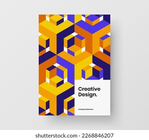Unique cover A4 vector design illustration. Isolated geometric tiles placard template.