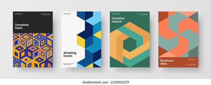 Unique cover design vector illustration composition. Clean mosaic pattern poster concept set.