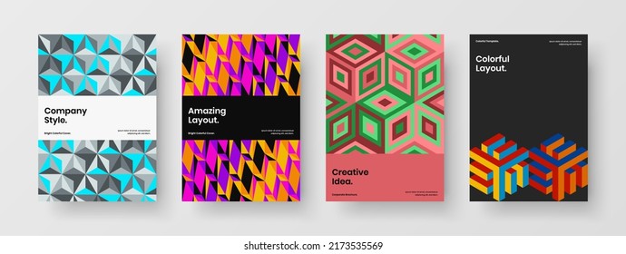 Einzigartiges Cover-Design, Vektorgrafik-Bundle. Reinigen Sie die Zusammensetzung der geometrischen Fliesen Poster-Vorlagen.