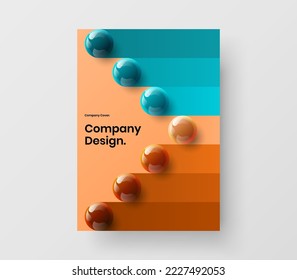 Unique cover vector design template. Abstract 3D spheres handbill layout.