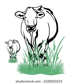 unique cow animal vector suitable for Eid al-Adha design material