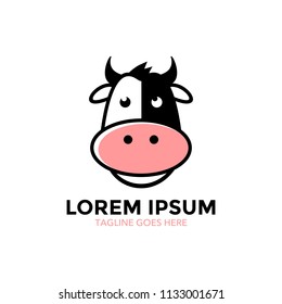 Unique cow logo template. vector. editable. cartoon. mascot. character. minimalist color. memorable