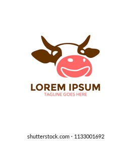 Unique cow logo template. vector. editable. cartoon. mascot. character. minimalist color. memorable