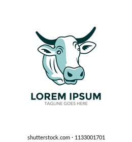 Unique cow logo template. vector. editable. cartoon. mascot. character. minimalist color. memorable