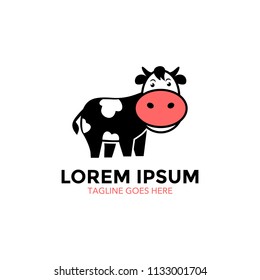 Unique cow logo template. vector. editable. cartoon. mascot. character. minimalist color. memorable