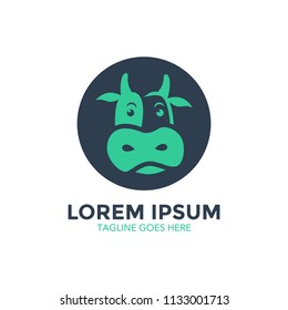 Unique cow logo template. vector. editable. cartoon. mascot. character. minimalist color. memorable