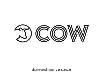 Unique Cow typography Logo Template