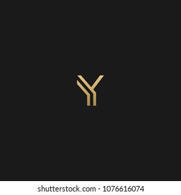 Unique and Creative black and golden color geometric style Y initial logo