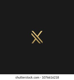 Unique and Creative black and golden color geometric style X initial logo