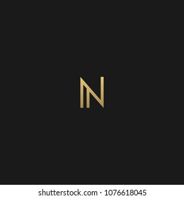 Unique and Creative black and golden color geometric style N initial logo