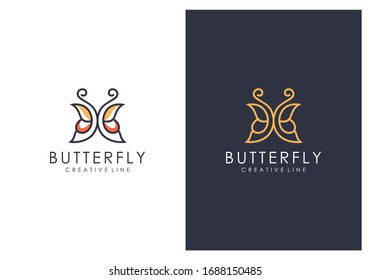 Versión 2 de la línea 2 del logotipo creativo de la mariposa única