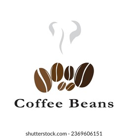 Unique and creative coffee bean logo design with leaves. Logo for coffee shop, business, cafe.