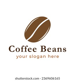 Unique and creative coffee bean logo design with leaves. Logo for coffee shop, business, cafe.