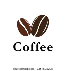 Unique and creative coffee bean logo design with leaves. Logo for coffee shop, business, cafe.