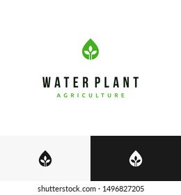 Unique and creative combination between water droplet and sprout of plant logo design inspiration