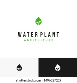 Unique and creative combination between water droplet and sprout of plant logo design inspiration
