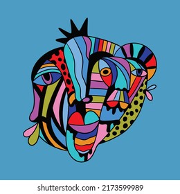unique creative decorative design abstract colorful multicolor cubism surrealism style artwork