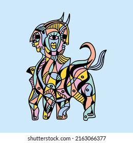 unique creative design abstract colorful multicolor cubism surrealism style artwork premium vector