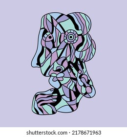 unique creative design abstract colorful multicolor cubism surrealism style artwork premium vector