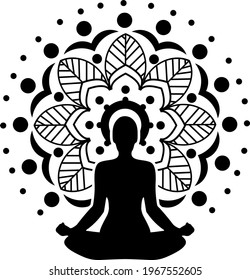Unique and creative design yoga padmasana pose in the middle of an abstract lotus flower for all the yoga lovers. svg