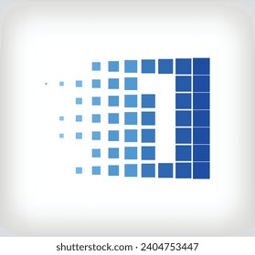 Unique creative digital number 1 logo set. Technology company logo template with pixel art and scattered figures. vector