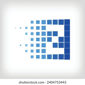 Unique creative digital number 2 logo set. Technology company logo template with pixel art and scattered figures. vector