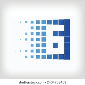 Conjunto único de logotipo creativo número 6. Plantilla del logotipo de la compañía de tecnología con imágenes en píxeles y figuras dispersas. vector