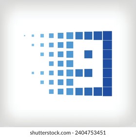 Unique creative digital number 9 logo set. Technology company logo template with pixel art and scattered figures. vector