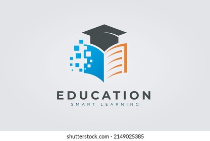 Unique And Creative Education Logo Design Concept For Book, Hat