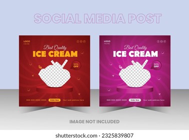 Unique and creative  Ice-cream social media post design template