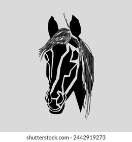 unique and creative illustration of a horse's face or head.