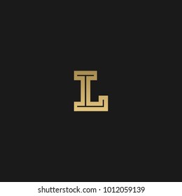 Unique and Creative initial based LL icon logo in black and golden color  