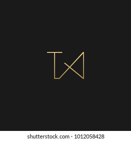 Unique and Creative initial based TA icon logo in black and golden color  