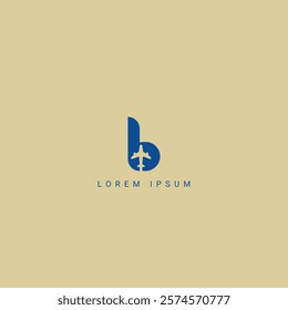 Unique and creative letter B with plane and airline logo vector. Suitable for travel label, tourism, journey posters, flight company advertising, airways identity