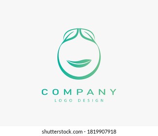 Unique and creative logo featuring a combination of leaves with a smiling face. This logo is ideal for beauty product, farming, garden companies or stores.