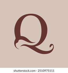 Un logotipo único y creativo con la letra "Q" elegantemente combinado con un elemento de cabello fluido. Este diseño es perfecto para peluquerías, marcas de belleza o productos relacionados con el cuidado del cabello.