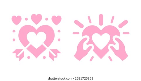 Unique and creative love icon with pink color to add to the romantic image