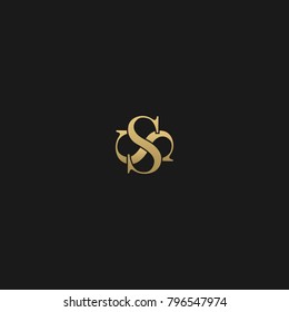 Unique and Creative Luxury Style Initial Based SS LOGO in black and Golden color