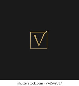 Unique and Creative Luxury Style Initial Based V LOGO in black and Golden color