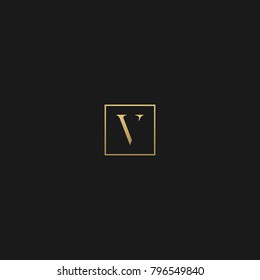 Unique and Creative Luxury Style Initial Based V LOGO in black and Golden color