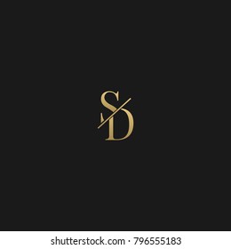 Unique and Creative Luxury Style Initial Based SD LOGO in black and Golden color
