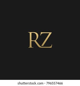 Unique and Creative Luxury Style Initial Based RZ LOGO in black and Golden color