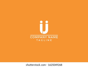 Unique creative minimal company simple brands orange and white letter U logo initial based icon design in vector editable file.
